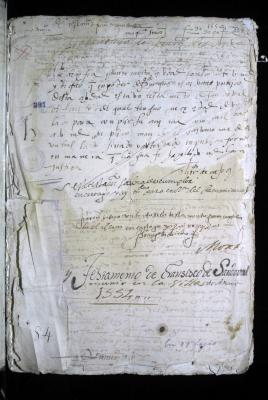 Mortuoria con testamento de Francisco de Sandoval