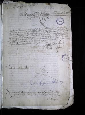 Provisión Real sobre extranjeros y confesiones de Pedro Varela de Galicia y de Francisco Salazar de Aragón