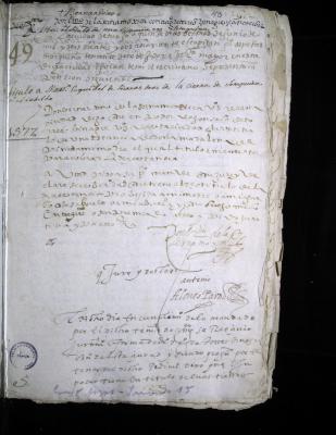 Juicio civil de Bernardino de la Serna Mojica contra Gregorio de Tórres  Vinagre. Titulo de Martín de Esquivel sobre unas tierras de la sierra de Sotaquirá por el cabildo