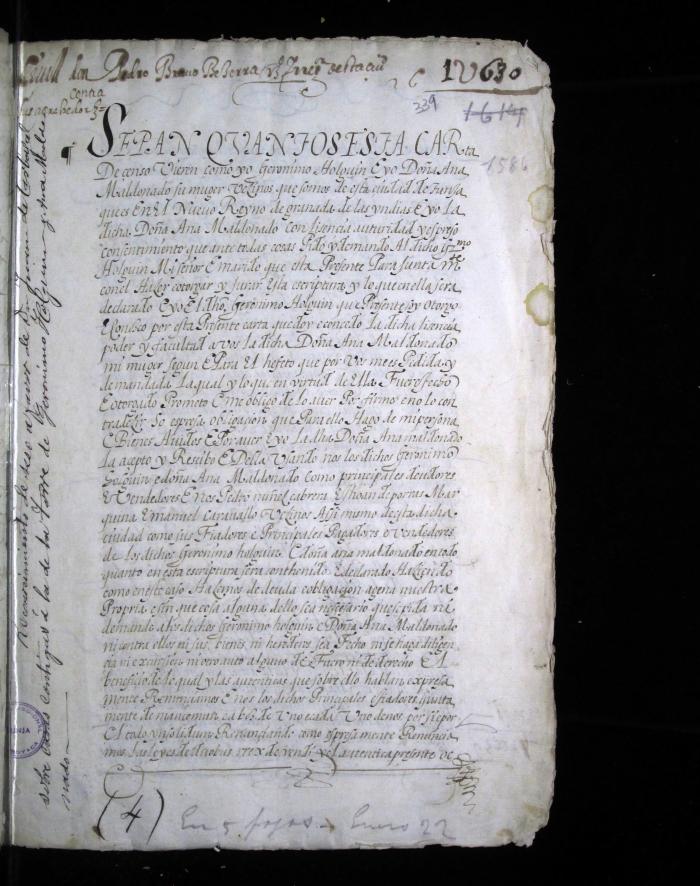 Juicio civil de don Pedro Bravo Becerra contra sus acreedores . Reconocimiento de seso Juan de Carvajal sobre casas contiguas a la de la torre de Jerónimo de Holguín y doña Ana Maldonado